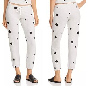 Monrow Heart-Print Joggers Relaxed Fit in Ash Size M